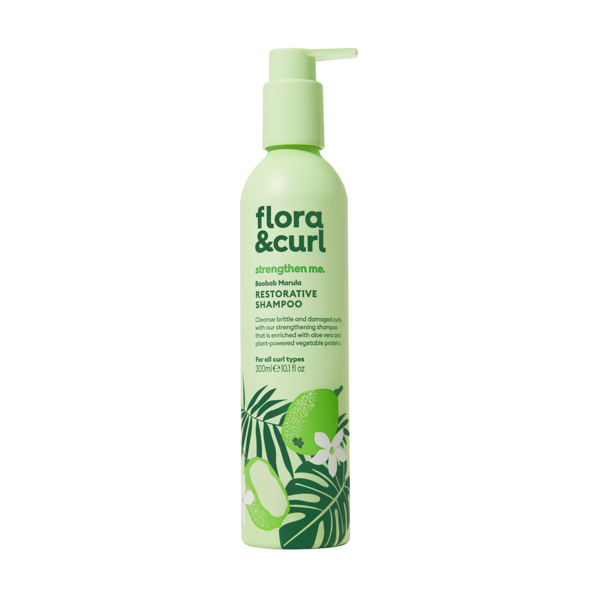 Відновлювальний шампунь для волосся Flora &amp; Curl Strengthen Me Baobab Marula Restorative Shampoo, 300 мл